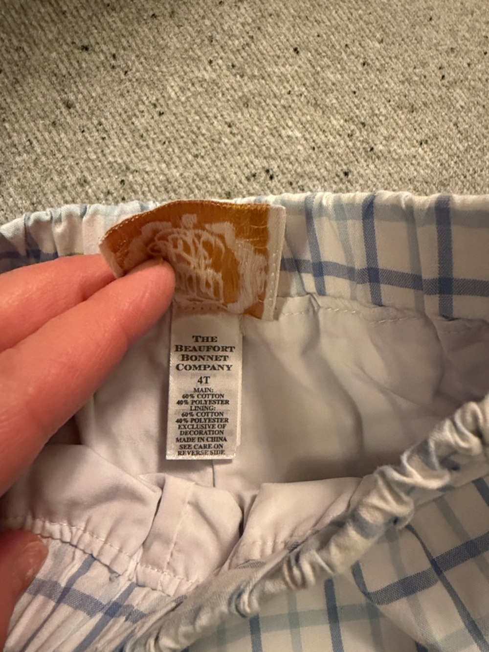 TBBC Light Blue and White Plaid Elastic Waist Shorts - Picture 3 of 4